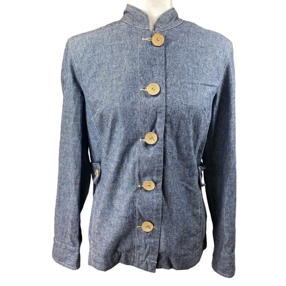 City Blues by Koret Jacket Small Denim Chambray Blue Large‎ Buttons Shacket - Picture 1 of 16